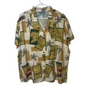 Reyn Spooner Vintage Womens Shirt Size XL Multicolor Surfer Print Button Down